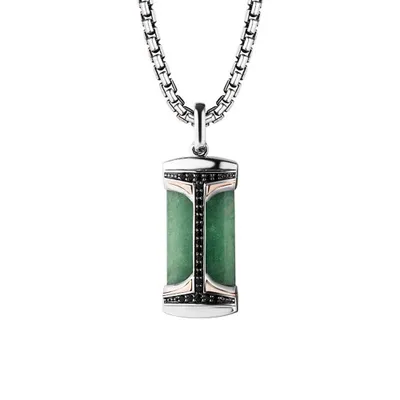 Star Wars Boba Fett Pendant with .20 Carat TW of Diamonds and Green Aventurine Sterling Silver Chain