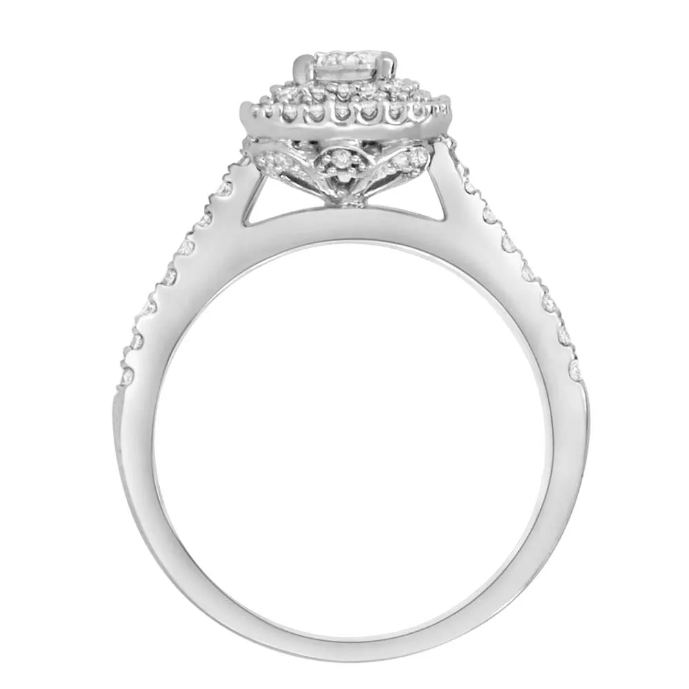 Fire of the North Double Halo Engagement Ring with .66 Carat TW of Diamonds in 14kt White Gold