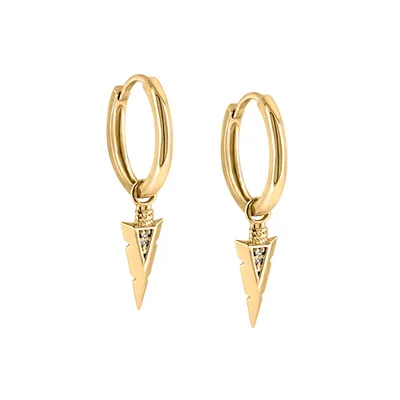 PJ x Shayla Stonechild Arrowhead Earrings with .02 Carat TW of Diamonds Gold Plated Sterling Silver