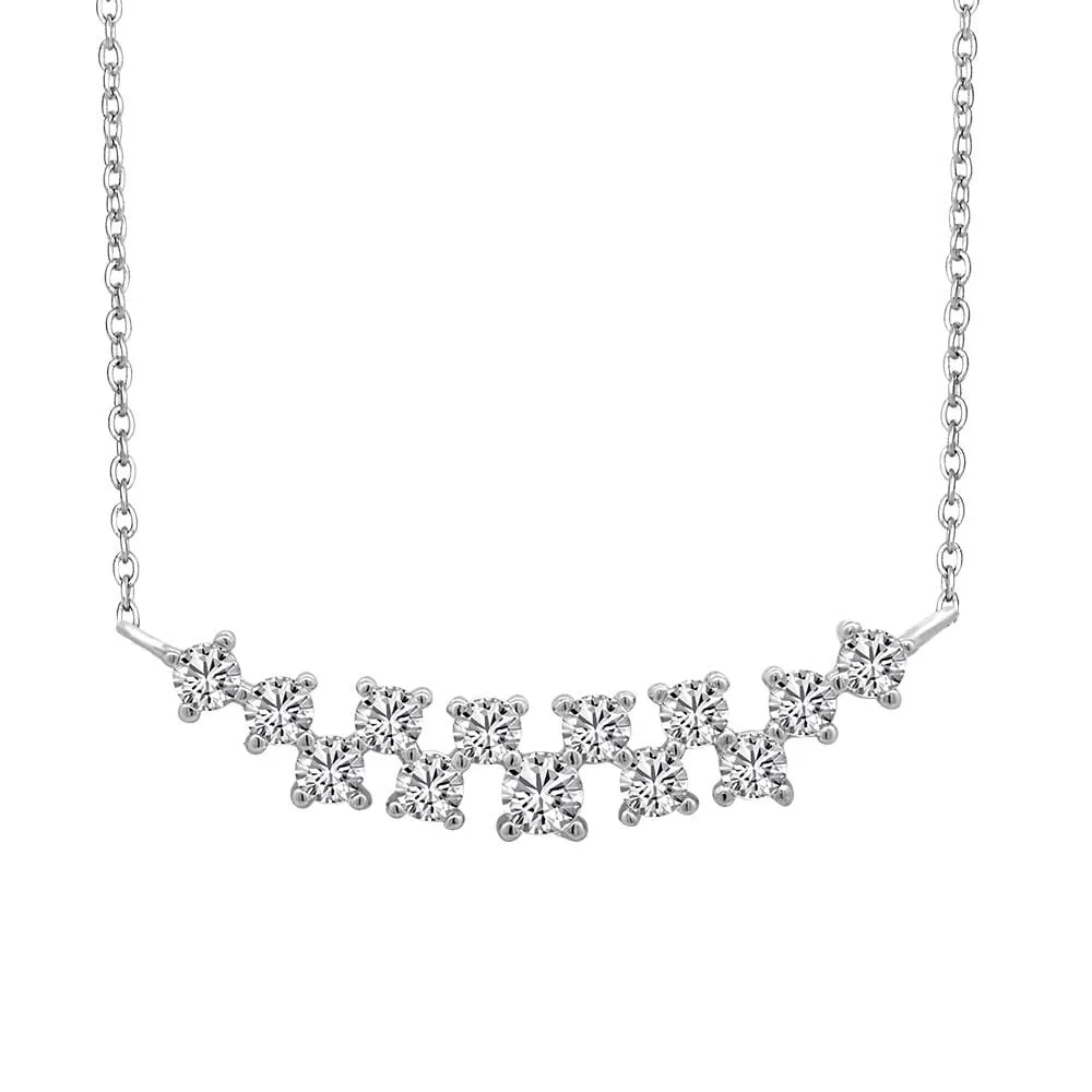 16″+2″ Necklace with Cubic Zirconia in Sterling Silver