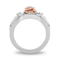 Enchanted Disney Belle Rose Ring with .20 Carat TW of Diamonds Sterling Silver and 10kt Gold