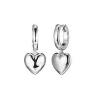 Heart Drop Earrings in Sterling Silver