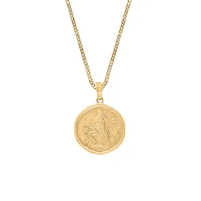 15MM Virgo Zodiac Disc Pendant 10kt Yellow Gold with Chain