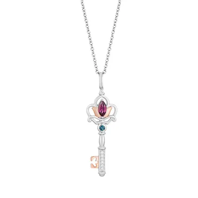 Enchanted Disney Anna Pendant with .05 Carat TW of Diamonds Sterling Silver and 10kt Rose Gold Chain