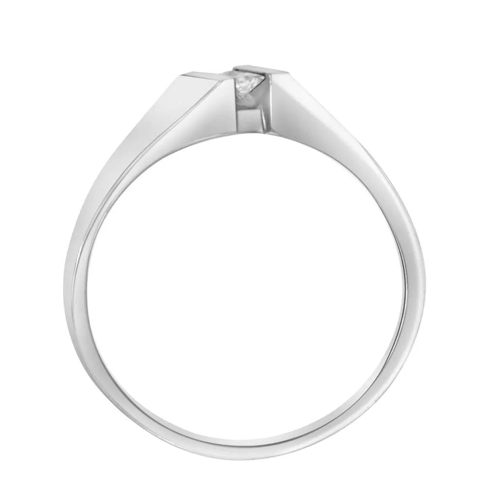 Fire of the North Solitaire Engagement Ring with .08 Carat Diamond 10kt White Gold