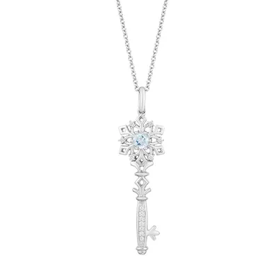 Enchanted Disney Elsa Pendant with .05 Carat TW of Diamonds in Sterling Silver with Chain