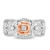 Enchanted Disney Belle Rose Ring with .20 Carat TW of Diamonds Sterling Silver and 10kt Gold