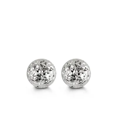 8MM Ball Earrings 10kt White Gold