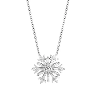 Enchanted Disney Elsa Pendant with .25 Carat TW of Diamonds in Sterling Silver with Chain