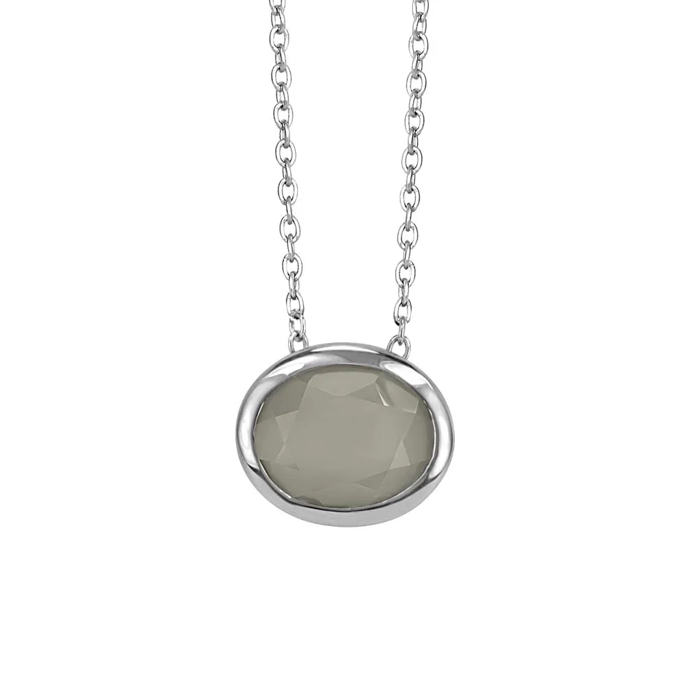 Resilience Courage Pendant with Grey Moonstone in Sterling Silver with Chain