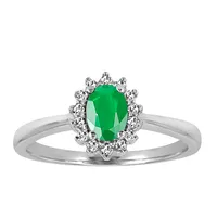 Ring with Emerald and .18 Carat TW of Diamonds in 10kt White Gold