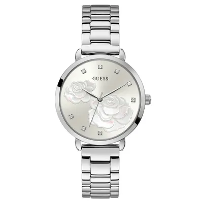 Guess Women’s Sparkling Rose Silver Tone Watch