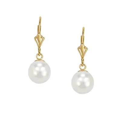 Earrings with Pearl in 10kt Yellow Gold