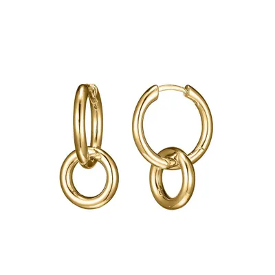 Double Circle Drop Earrings in Gold Plated Sterling Silver