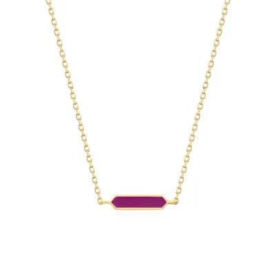 Ania Haie Bar Necklace with Berry Enamel in Gold Plated Sterling Silver