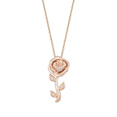 Enchanted Disney Belle Pendant with .07 Carat TW of Diamonds in 10kt Rose Gold with Chain