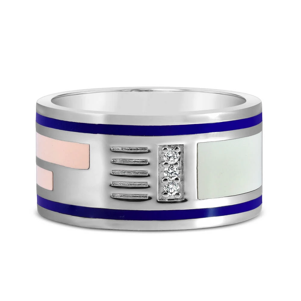 Star Wars R2-D2 Ring with .05 Carat TW of Diamonds Sterling Silver and Enamel