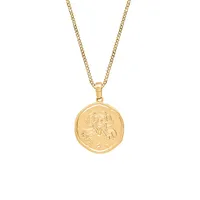 15MM Cancer Zodiac Disc Pendant 10kt Yellow Gold with Chain