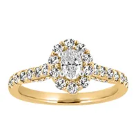 Oval Halo Engagement Ring with 1.00 Carat TW of Diamonds in 14kt Yellow Gold