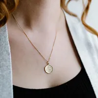 15MM Libra Zodiac Disc Pendant 10kt Yellow Gold with Chain