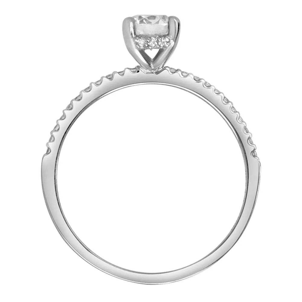 Northern Facet Ideal Cut Engagement Ring with .62 Carat TW of Diamonds 18kt White Gold