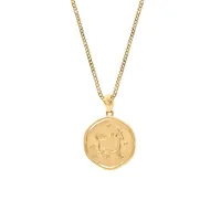 15MM Taurus Zodiac Disc Pendant 10kt Yellow Gold with Chain