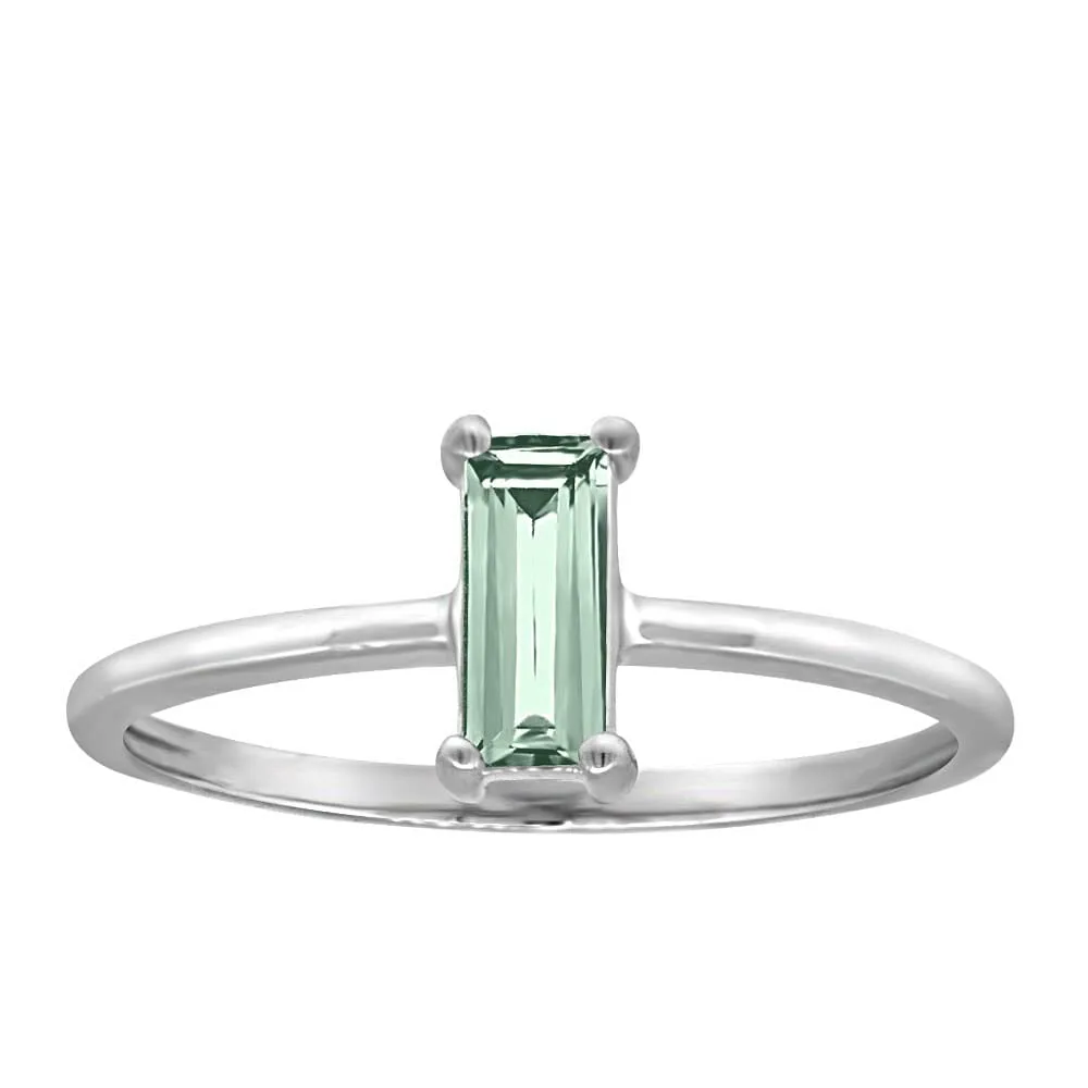 Ring with Green Amethyst in 10kt White Gold