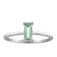 Ring with Green Amethyst in 10kt White Gold