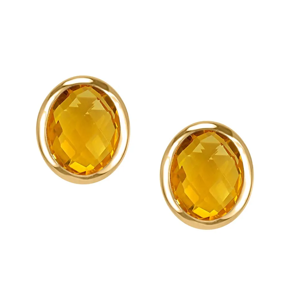 Resilience Courage Earrings with Citrine in Gold Plated Sterling Silver