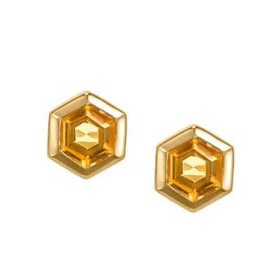 Resilience Hope Earrings with Citrine Gold Plated Sterling Silver