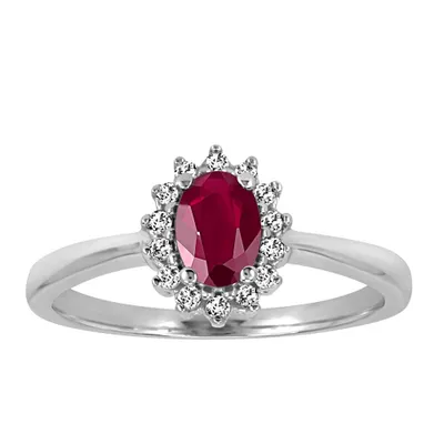 Ring with Ruby and .18 Carat TW of Diamonds in 10kt White Gold