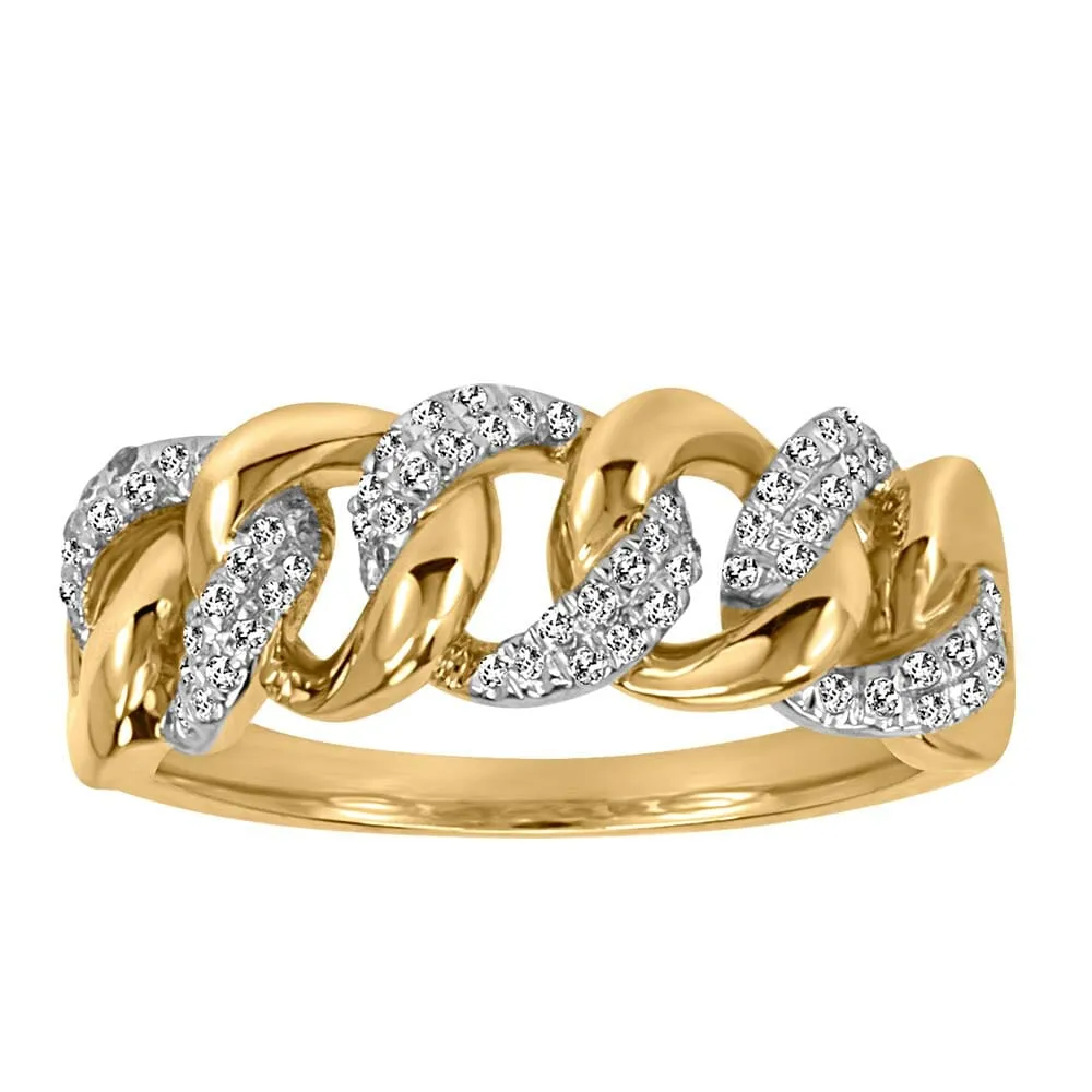 Chain Link Ring with .20 Carat TW of Diamonds in 10kt Yellow Gold