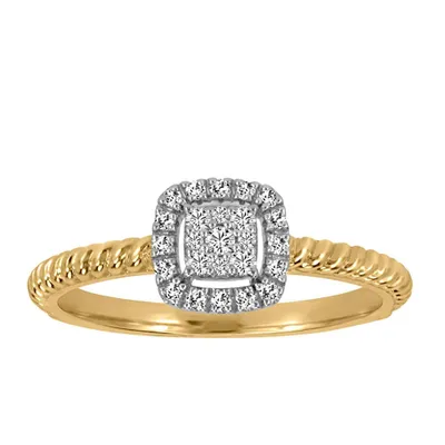 Halo Ring with .15 Carat TW of Diamonds in 10kt Yellow Gold