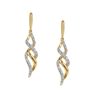 Drop Earrings with .12 Carat TW of Diamonds in 10kt Yellow Gold