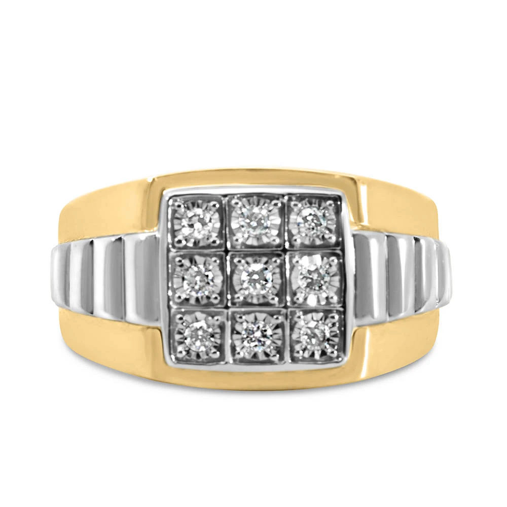 Men’s Ring with .25 Carat TW of Diamonds 10kt White and Yellow Gold