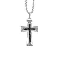 22″ Men’s Cross Necklace with .20 Carat TW of Diamonds Sterling Silver