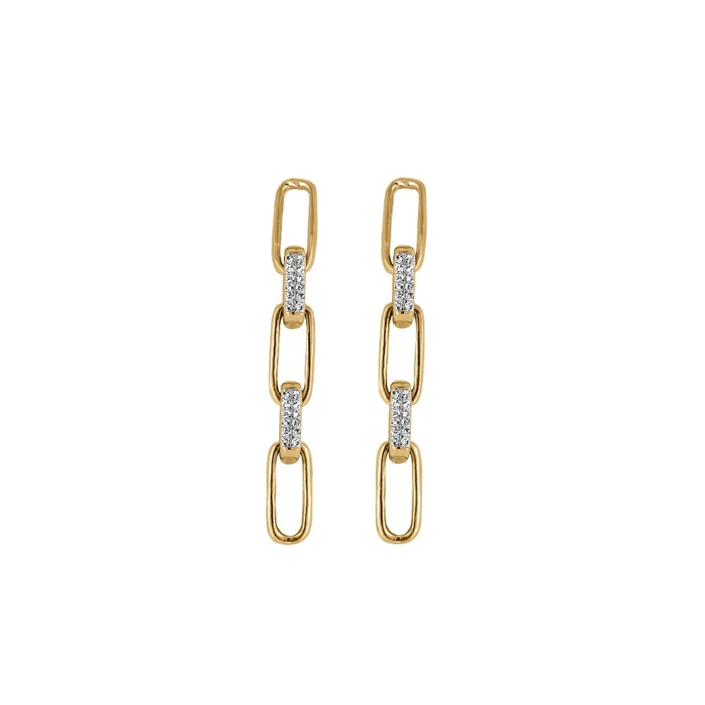 Layla Paper Clip Earrings with .15 Carat TW of Diamonds in 10kt Yellow Gold