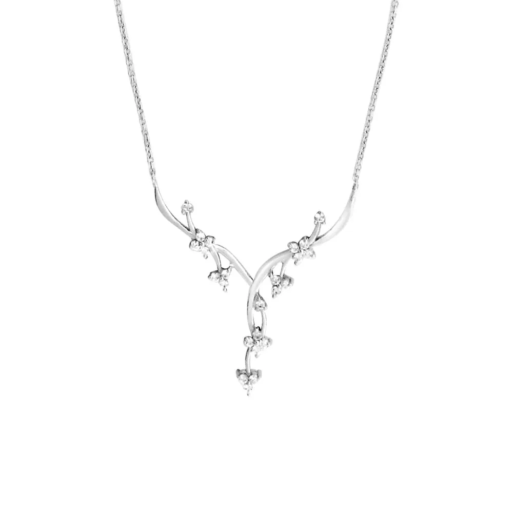 Floral Necklace with Cubic Zirconia Sterling Silver