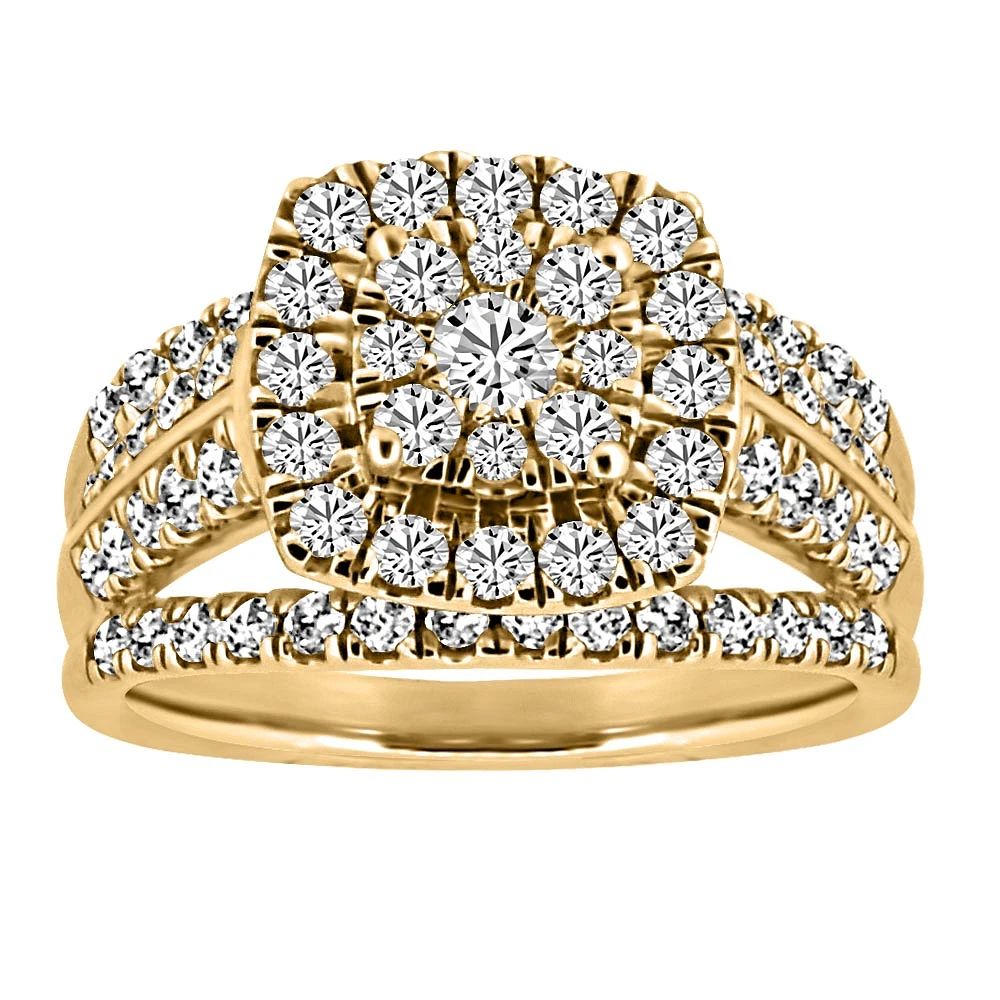 Halo Bridal Set with 2.00 Carat TW of Diamonds in 10kt Yellow Gold