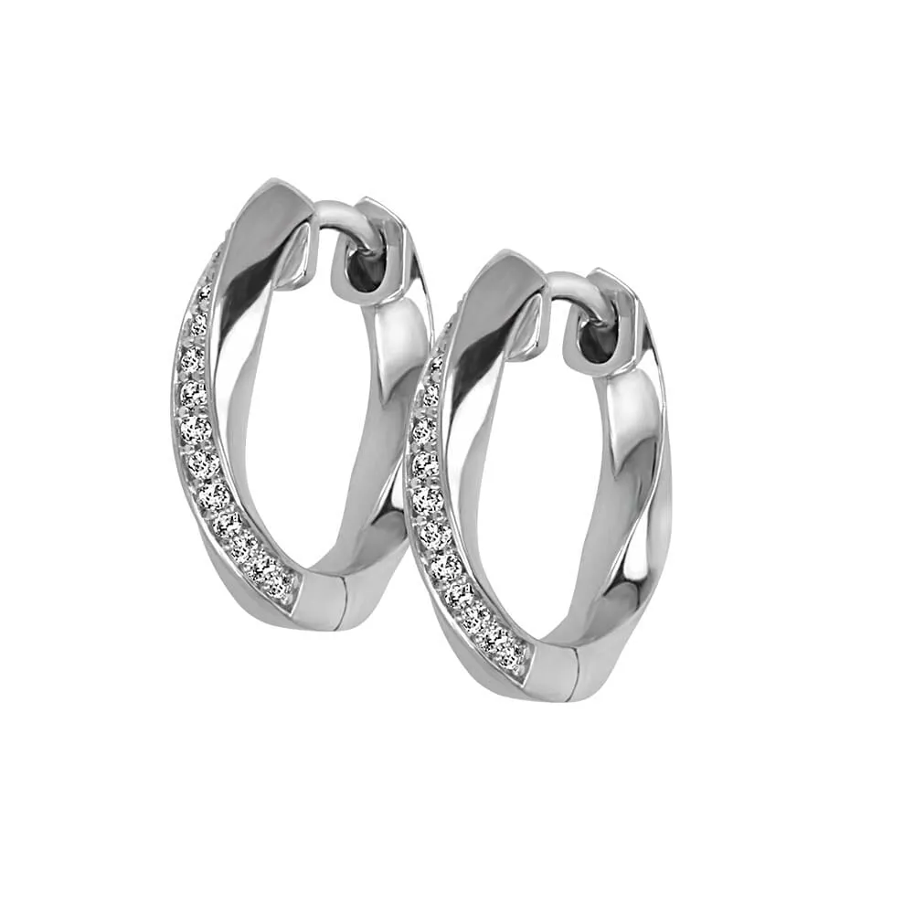 Hoop Earrings with Cubic Zirconia in Sterling Silver