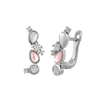 Earrings with Rose Quartz, White Topaz and Mother of Pearl in Sterling Silver