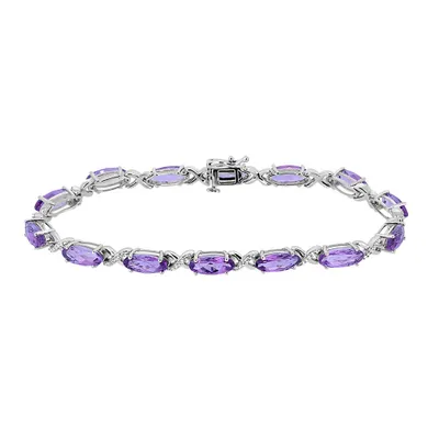 7.5″ Bracelet with Amethyst and Created White Sapphire Sterling Silver