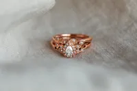 Pear Shape Bridal set with .50 Carat TW of Diamonds 14kt Rose Gold