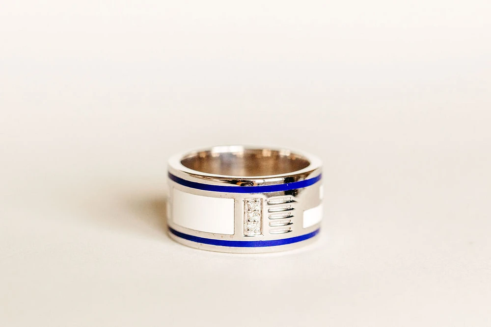 Star Wars R2-D2 Ring with .05 Carat TW of Diamonds Sterling Silver and Enamel