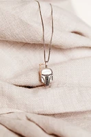 Star Wars Boba Fett Pendant with .06 Carat TW of Diamonds and Mother Pearl Sterling Silver 10kt Rose Gold Chain