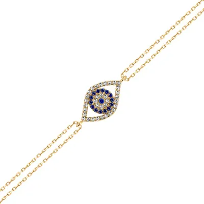 7″ Evil Eye Bracelet with Cubic Zirconia 10kt Yellow Gold