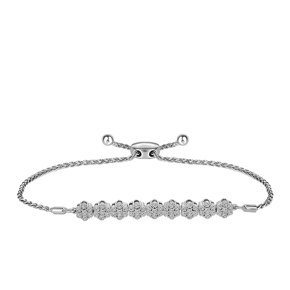 Adjustable Bracelet with .25 Carat TW of Diamonds Sterling Silver