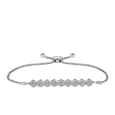 Adjustable Bracelet with .25 Carat TW of Diamonds in Sterling Silver