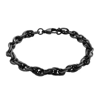 8.5″ Black Rope Chain Bracelet in Stainless Steel