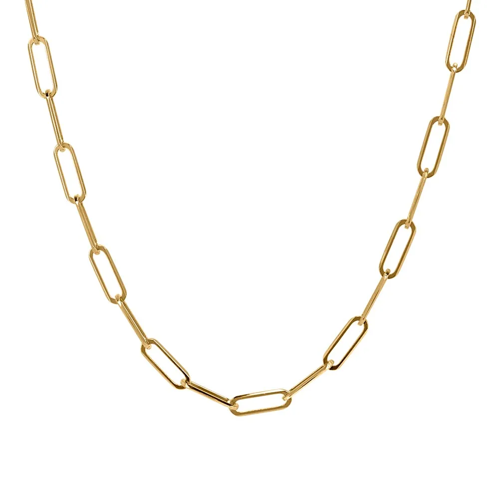 18″ Layla Cable Link Paperclip Chain Necklace 10kt Yellow Gold